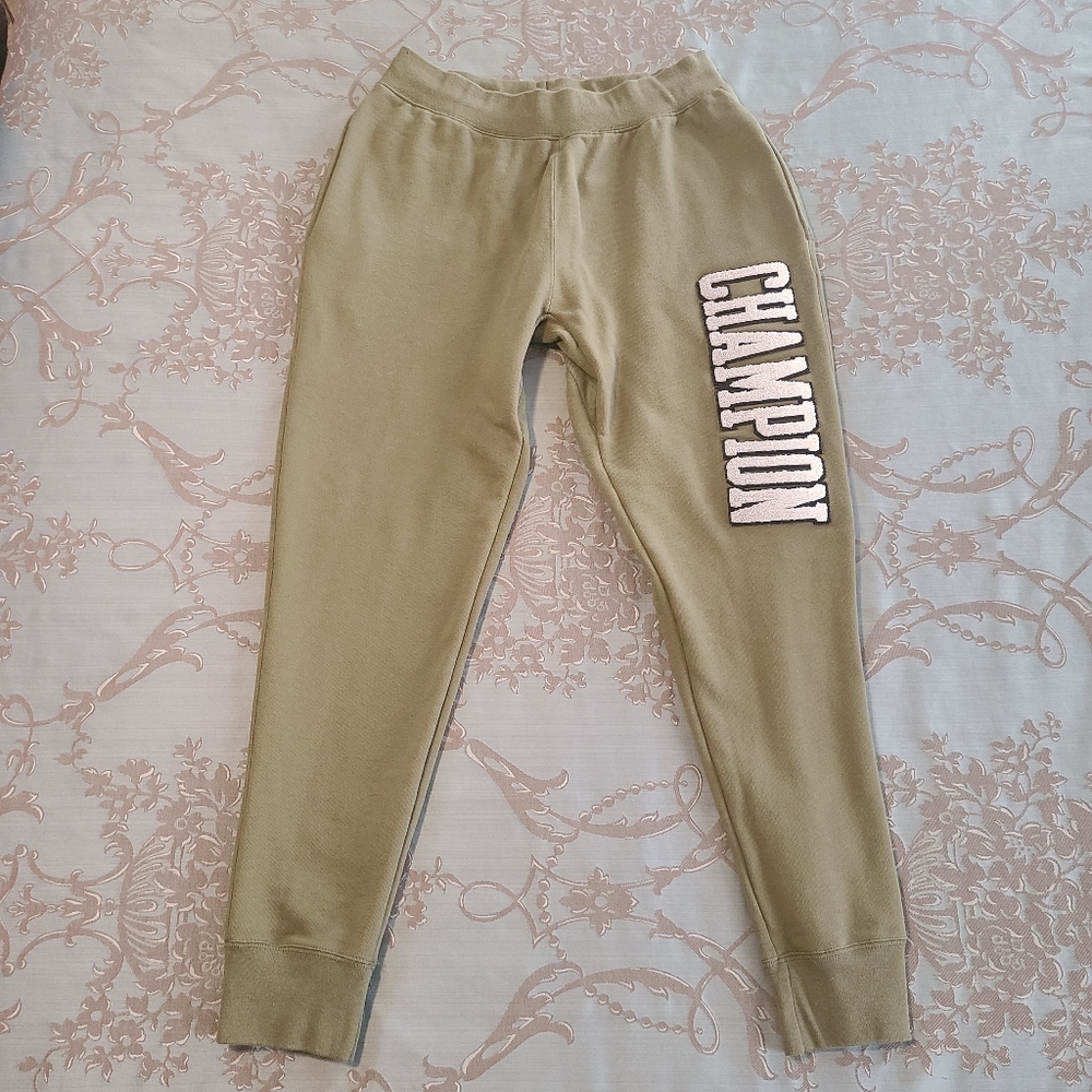 Champion Reverse Weave Chenille Logo Jogger Sweatpants Army Green Men Large